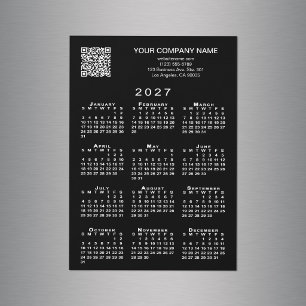 Custom Business QR Code 2027 Calendar Black Magnet