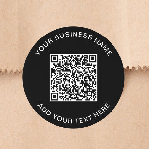 Custom Business QR Code Black Classic Round Sticker