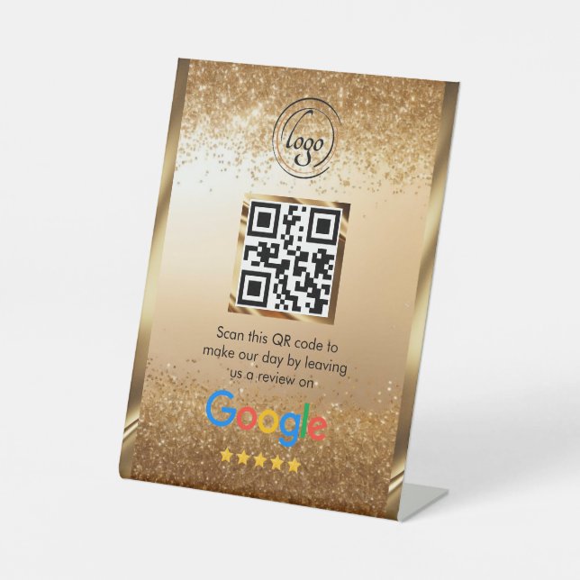 Custom Business QR Code Google Review  Pedestal Sign (Front)