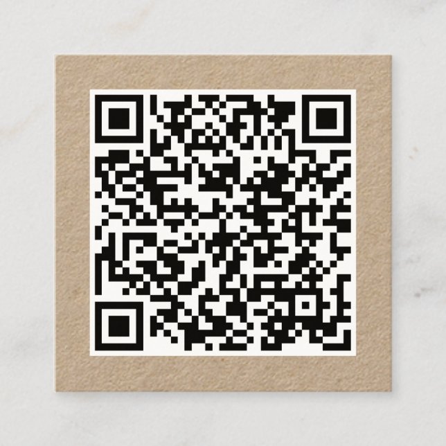 Custom Business QR Code Long Name Minimal Kraft Square Business Card (Front)