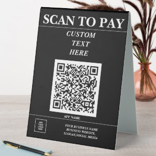 Custom Business QR Code Mobile Pay Here Logo Black