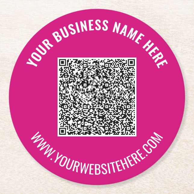 Custom Business QR Code Paper Coasters Template (Front)