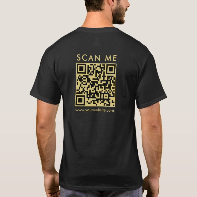 Custom Business QR Code Scan Me Mens Back Print T-Shirt (Back)