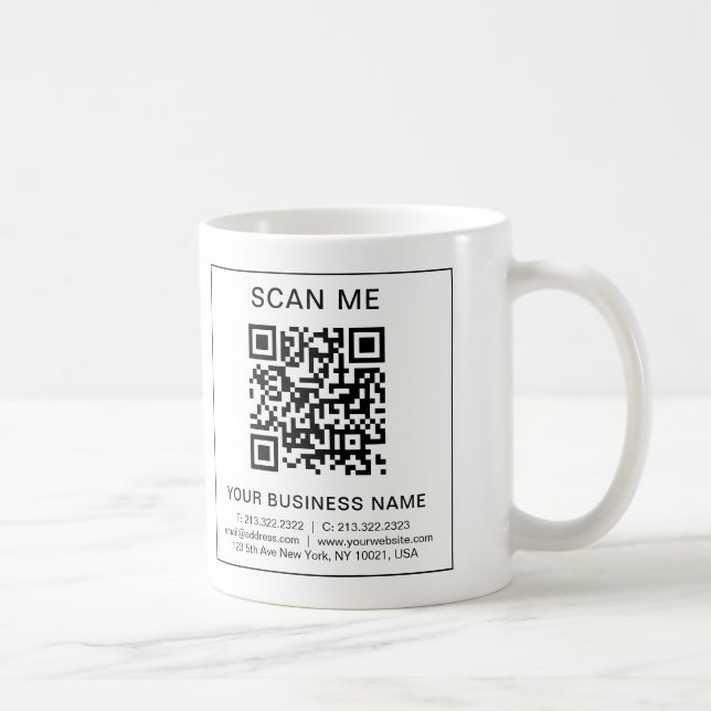 Custom Business QR Code Simple Scan Me Promotional Coffee Mug (Right)