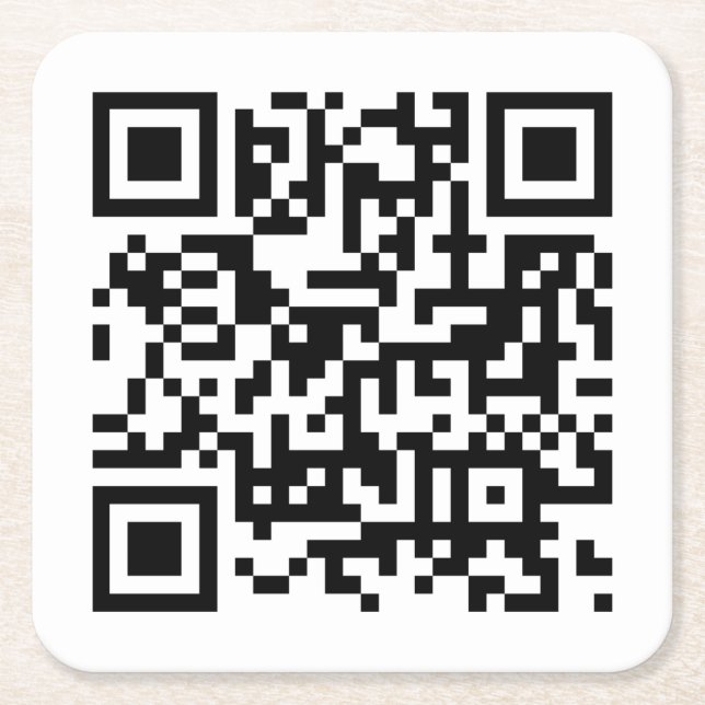 Custom Business QR Code Template Modern Simple Square Paper Coaster (Front)