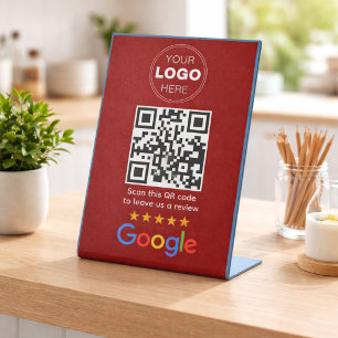 Custom Business Review QR Code Logo Pedestal Sign