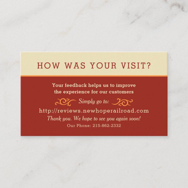 Custom Business Review Us Business Card (Front)