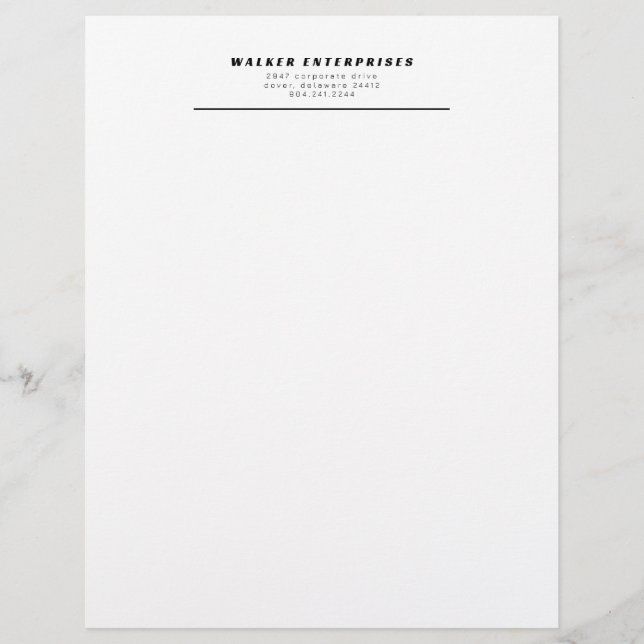 Custom Business Simple  Custom Letterhead (Front)