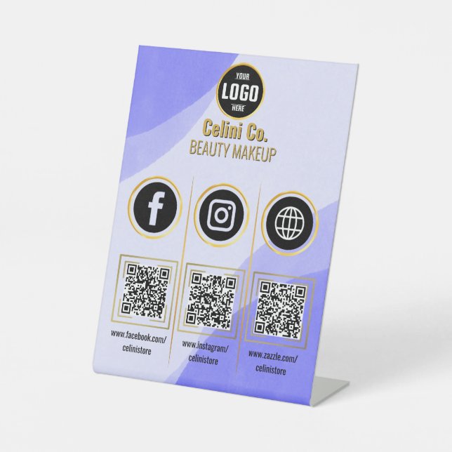 Custom Business Social Media QR Code Sign - Red (Front)