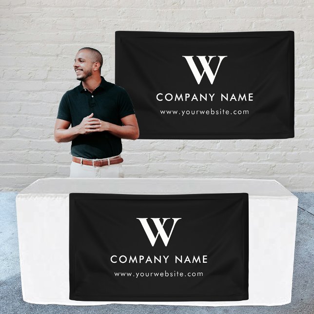 Custom Business Table Hanging Banner Modern Black (Custom Business Table Hanging Banner Modern Black)