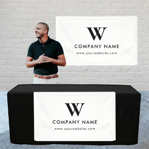 Custom Business Table Hanging Banner Modern White