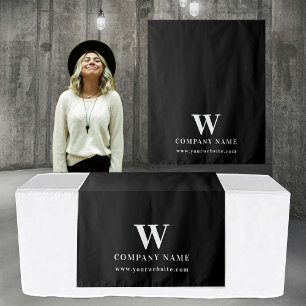 Custom Business Table Runner Banner Elegant Black Tapestry