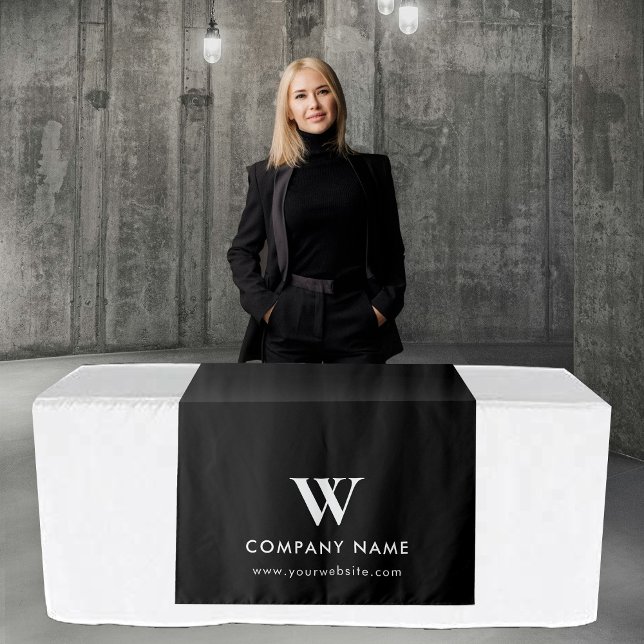 Custom Business Table Runner Banner Modern Black Tapestry (Custom Business Table Runner Banner Modern Black Tapestry)