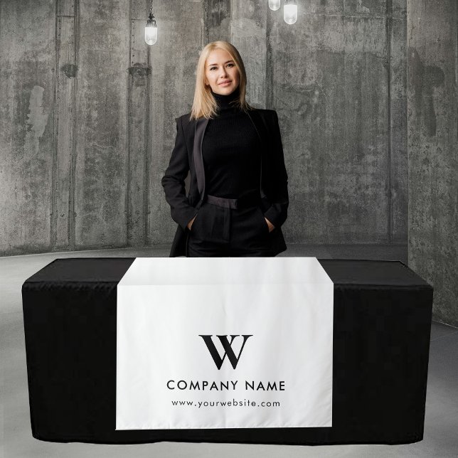 Custom Business Table Runner Banner Modern White Tapestry (Custom Business Table Runner Banner Modern White Tapestry)