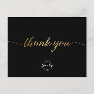 Custom Business template Elegant script Black gold Postcard