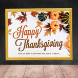 Custom Business Thanksgiving Pumpkin Patch Poster<br><div class="desc">This beautiful corporate Thanksgiving poster features a pretty autumn leaf border of brown and orange leaves with orange pumpkins around your personalized company text. Customize these chic business pumpkin patch print for your professional group with in lovely fall colors.</div>