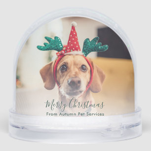 Custom Business Vet Tech Name Dog Photos Christmas Snowglobe