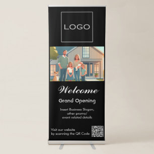 Custom Business Welcome with Logo, Photo, QR Code Retractable Banner