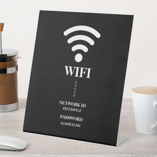 Custom Business WiFi Password & Network Pedestal Sign (In SItu)