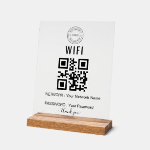 Custom Business WiFi Sign with Logo & QR Code