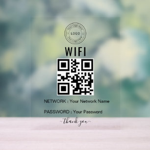 Custom Business WiFi Sign with Logo & QR Code