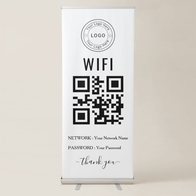 Custom Business WiFi Sign with Logo & QR Code (Front)