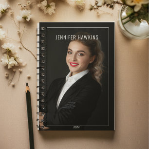 Custom Business Women Photo Black & White 2024 Planner