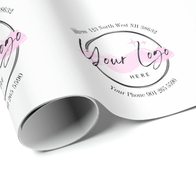 Custom Bussiness Logo Template - Phone and adress  Wrapping Paper (Roll Corner)