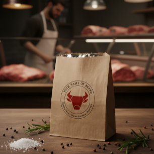 Custom Butcher Shop or BBQ Business Logo Favour Bags