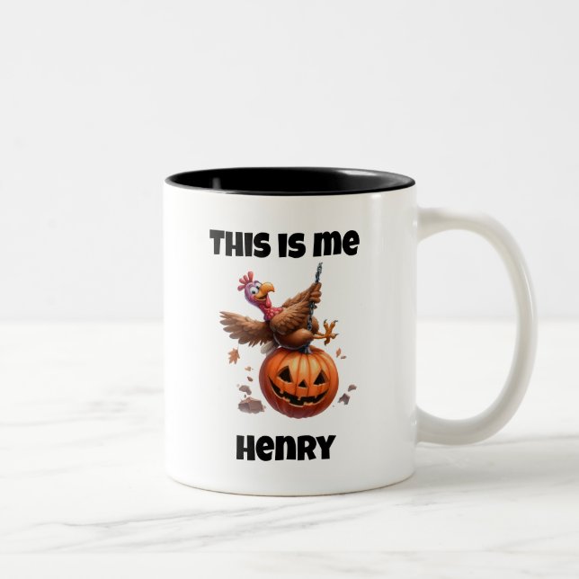 Custom Butterball Turkey Thanksgiving Pumpkin Two-Tone Coffee Mug (Right)