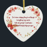 Custom Butterflies & Floral Heart Mentor Thank You Ceramic Tree Decoration<br><div class="desc">Celebrate the special mentor in your life with this beautiful heart-shaped ornament. Featuring a delicate floral and butterfly design, along with a heartfelt message of gratitude, this ornament is the perfect way to show appreciation for the guidance and support you’ve received. Whether it's for a teacher, coach, or anyone who...</div>