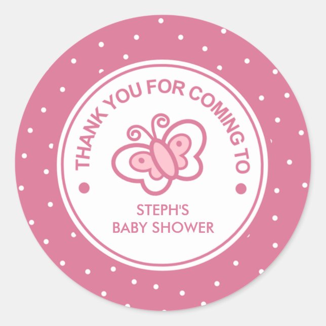Custom Butterfly Baby Girl Shower Sticker (Front)