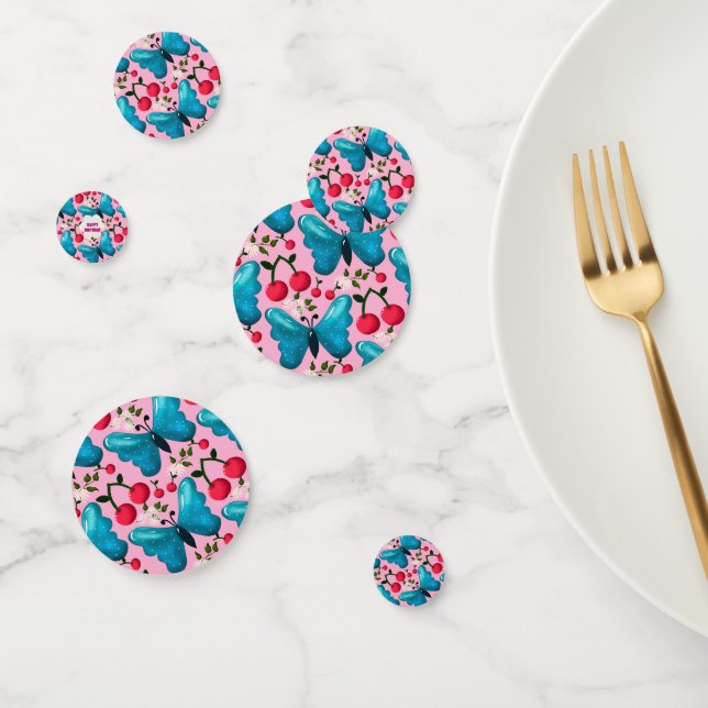 Custom butterfly birthday party matching set confetti (Group)