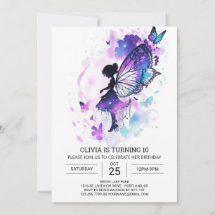 Custom Butterfly Fairy Birthday Invitation