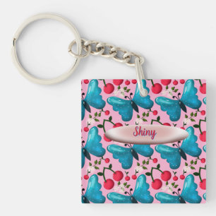 Custom butterfly floral pattern gift  key ring