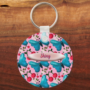 Custom butterfly floral pattern gift  key ring