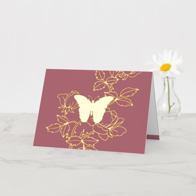 Custom Butterfly Gold Foil Card (Small Flower)