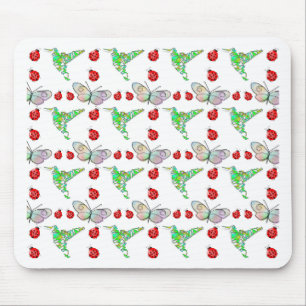Custom Butterfly, Hummingbird and Ladybug Pattern Mouse Mat