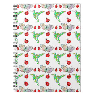 Custom Butterfly, Hummingbird and Ladybug Pattern Notebook