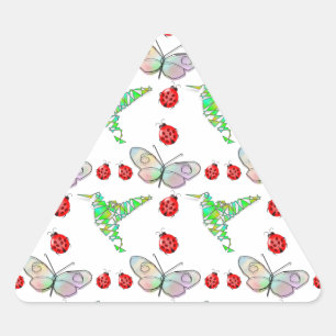 Custom Butterfly, Hummingbird and Ladybug Pattern Triangle Sticker