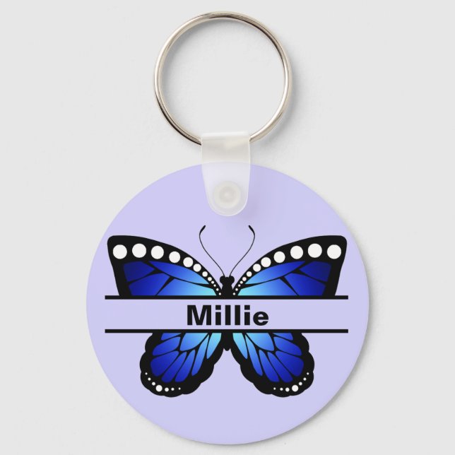 Custom Butterfly Name Keychain Gift for Her (Front)