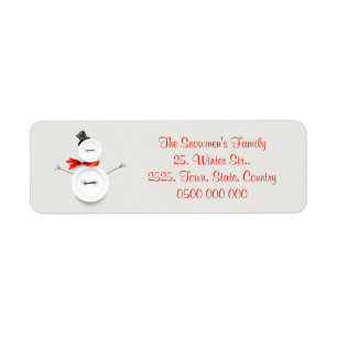 Custom Button Snowman Return Address Label