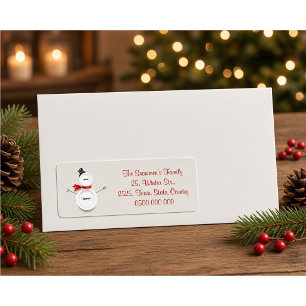 Custom Button Snowman Return Address Label