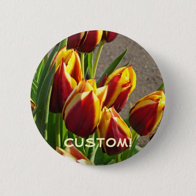 Custom Buttons! Tulip Flowers Spring Garden 6 Cm Round Badge (Front)