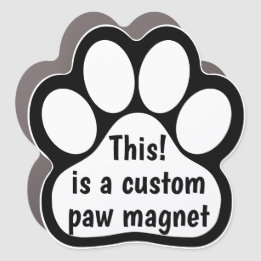 Custom by You Paw Print - Black on White Car Magnet