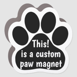 Custom by You Paw Print - White on Black Car Magnet