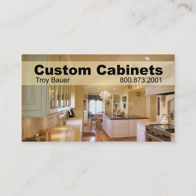 Custom Cabinets - Carpenter, Home Improvement Business Card (Front)