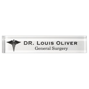 Custom Caduceus Medical Physician MD Doctor Nameplate