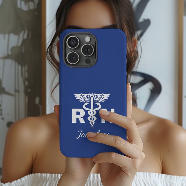 Custom Caduceus RN Nurse Case, RN Graduation Gift iPhone Case (personalized nurse birthday gift case, medical healthcare worker gift, thank you gift nurse case)