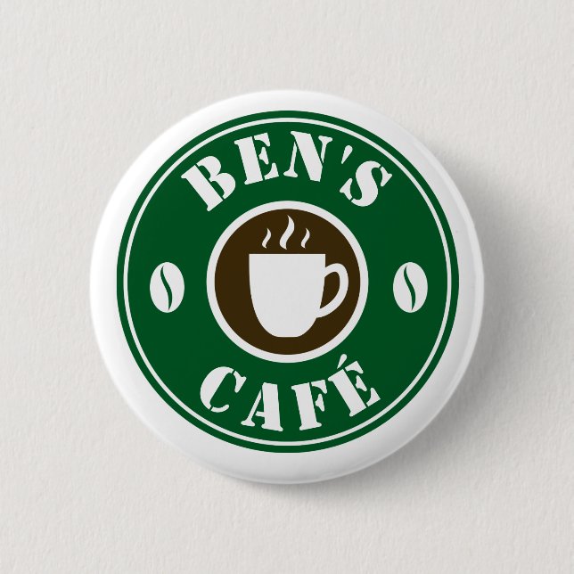 Custom cafe barrista round name badge buttons (Front)